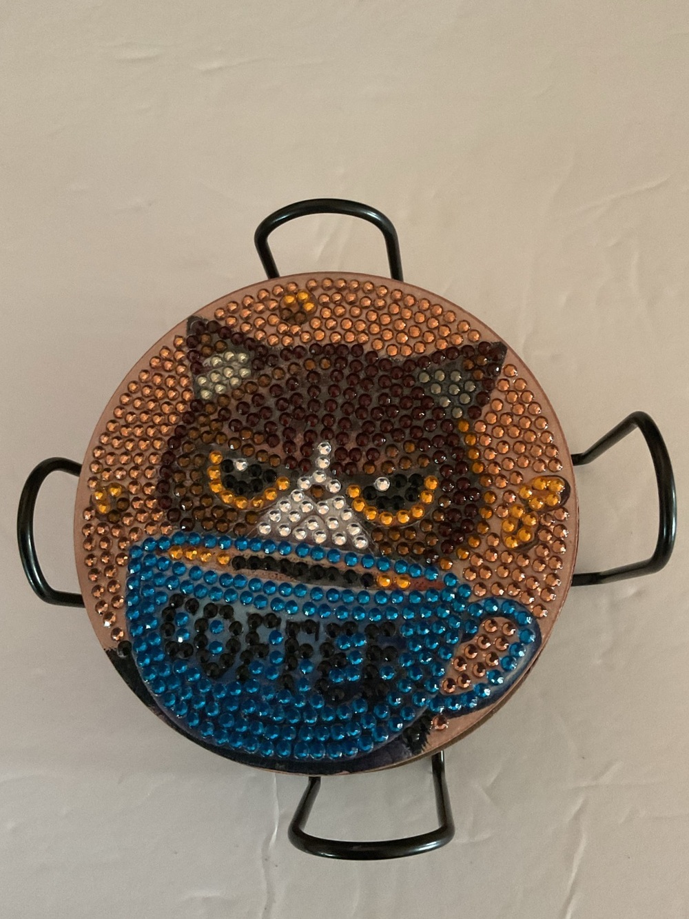 Decorative Cat Coffee Coasters – Set of 8 w/ holder. Multicolor.
